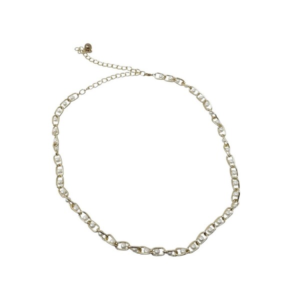 Y2K Vintage Gold Pearl Chain Link Belt – Dainty Oval Mariner Style Adjustable main image 5